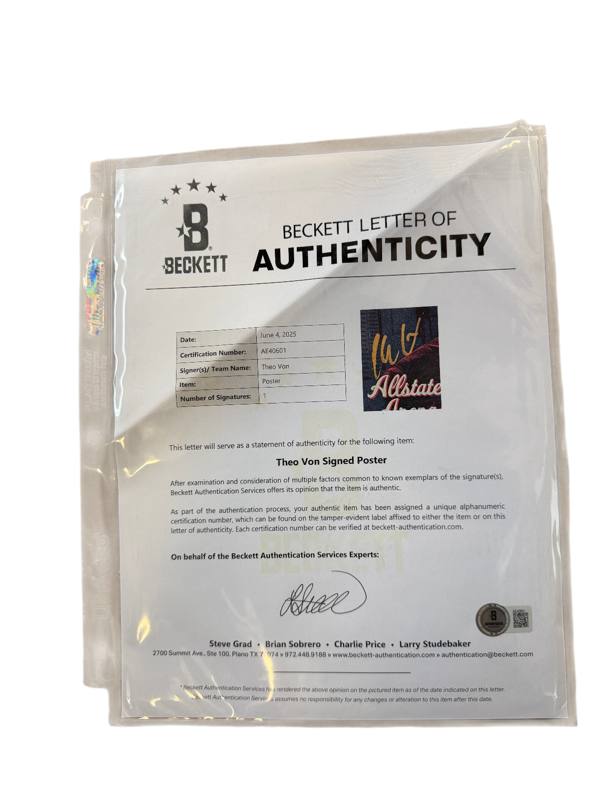 Theo Von Signed Autographed Tour Poster Custom Framed BAS COA