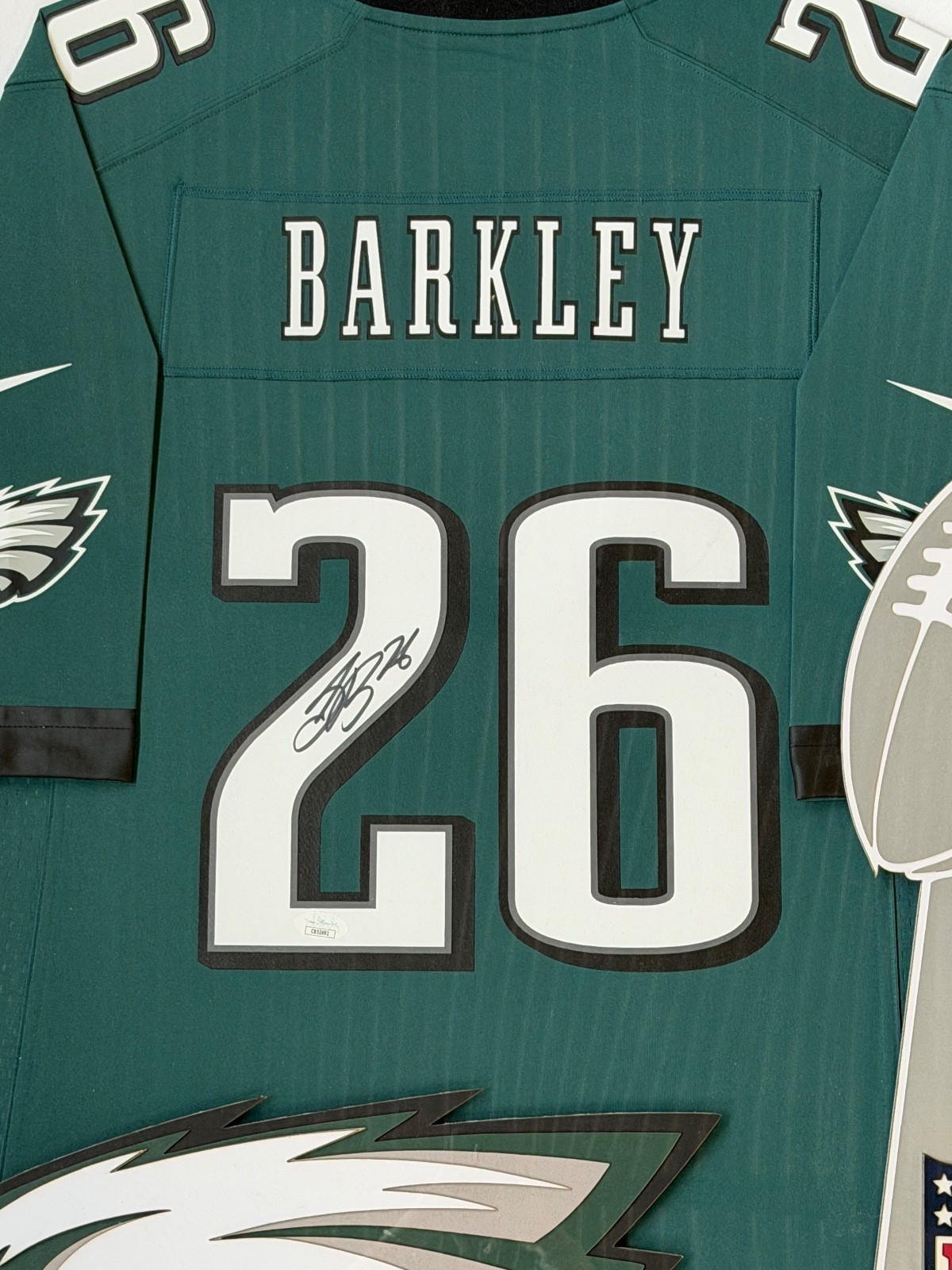 Saquon Barkley Autographed Signed Eagles Custom Framed Jersey JSA COA