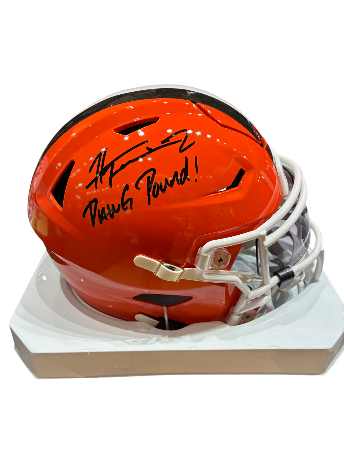 Harold Fannin Jr Signed Autographed Midi Browns Helmet Prime Time Witness
