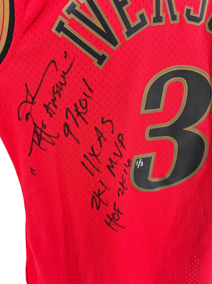 Allen Iverson Signed Autographed Inscribed 76ers M&N Jersey 1/3 Beckett COA