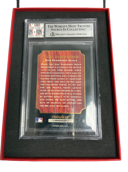Joe DiMaggio Pinnacle 1993 Auto Seals Game Worn Swatch Jersey Fusion
