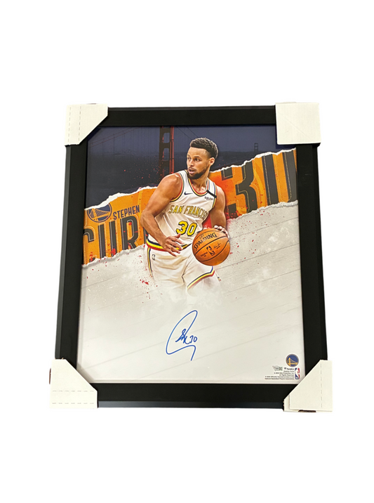 Stephen Curry Signed Autographed Warriors Custom Framed 16x20 Fanatics Authentic