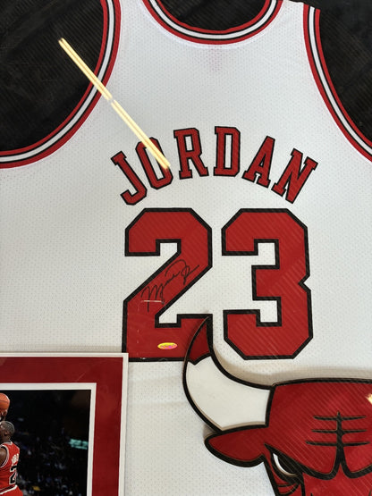 Michael Jordan Signed Autographed Bulls Jersey Custom Framed Upper Deck COA
