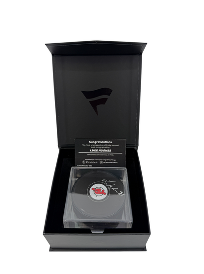 Luke Hughes Signed Autographed NHL Devils Puck Fanatics UnderWraps