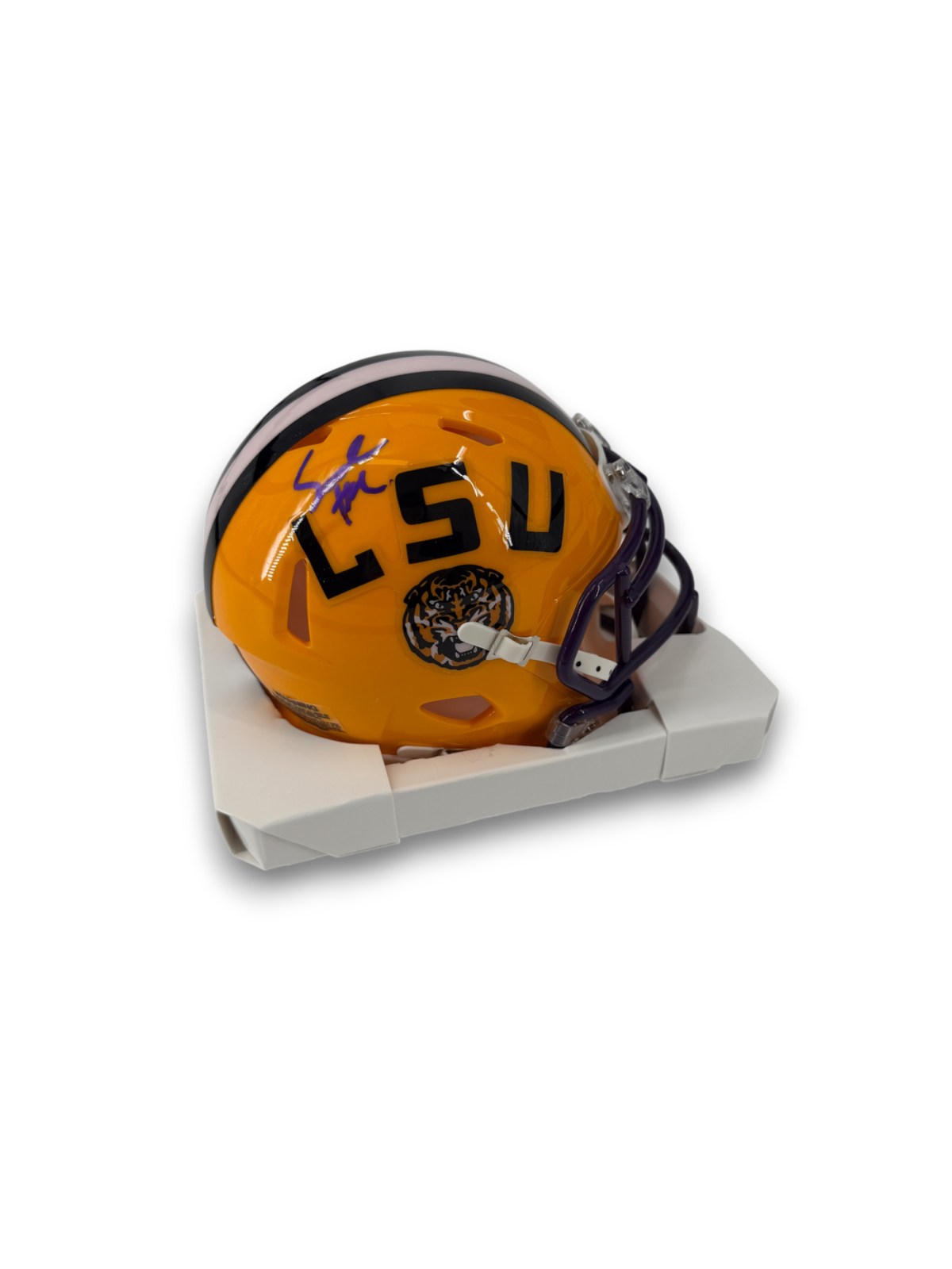 Mansoor Delane Signed Autographed Tigers Mini Helmet Yellow Prime Time Witness