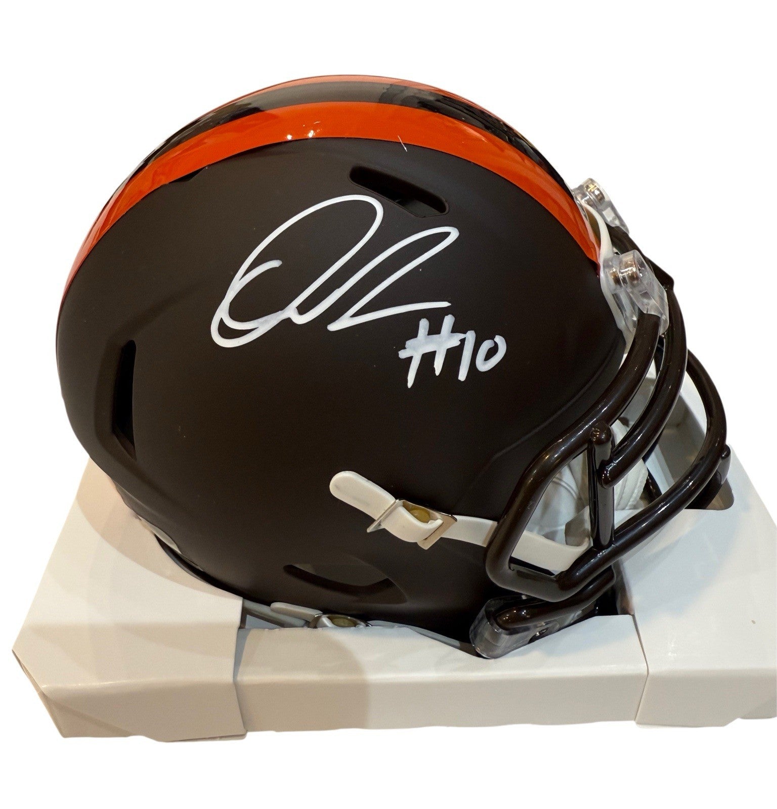 Quinshon Judkins Signed Autographed Browns Alpha Dawg Mini Helmet Swau  COA