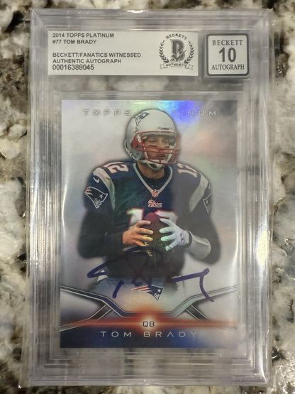 Tom Brady Signed Autographed 2014 Topps Platinum On Card Beckett / Fanatics COA