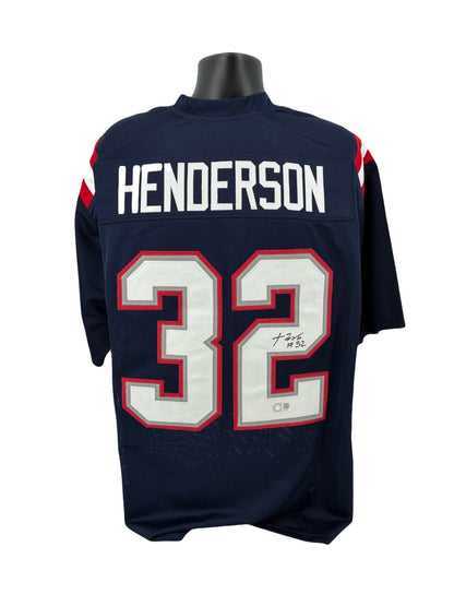 TreVeyon Henderson Signed Autographed Patriots Navy Custom Jersey SWAU COA