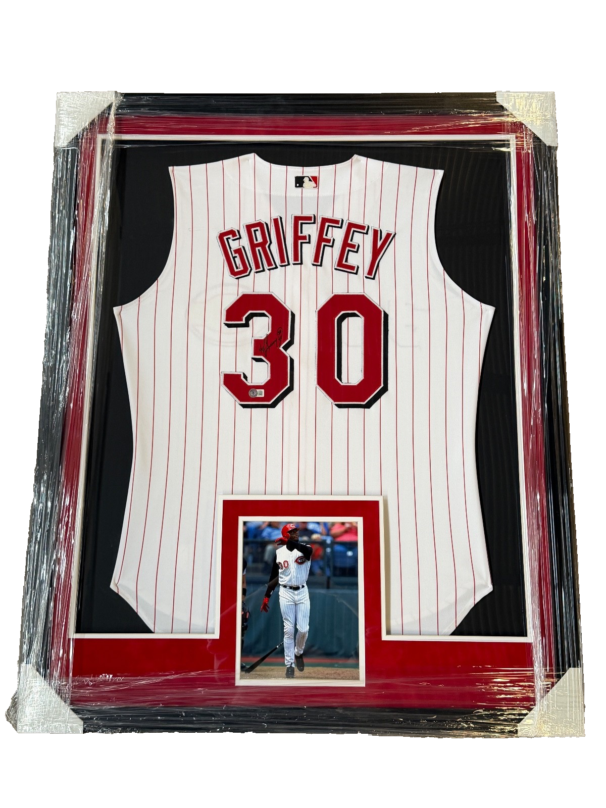 Ken Griffey Jr Autographed Signed Reds Custom Framed Jersey Beckett COA