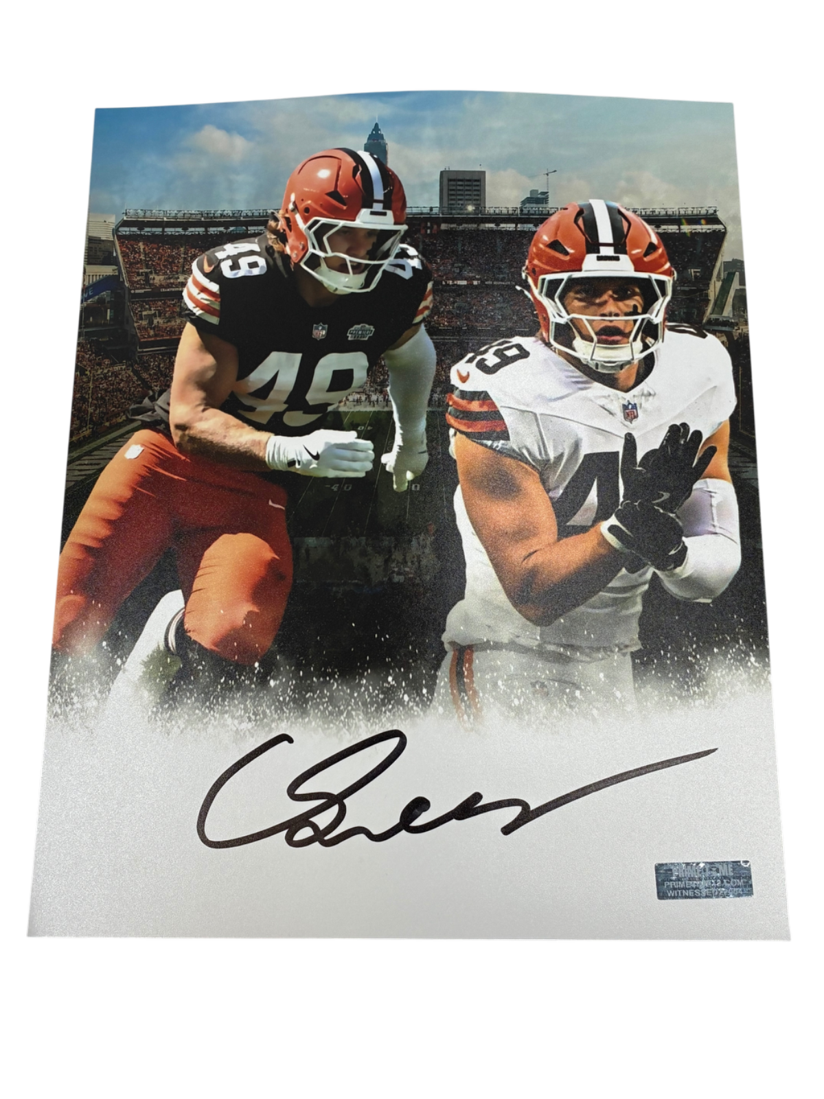 Carson Schwesinger Signed Autographed Browns Custom 8x10 Photo Prime Time
