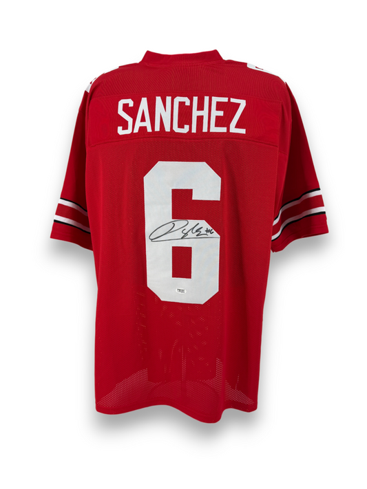 Devin Sanchez Signed Autographed Buckeyes Custom Red Jersey Prime Time Witness