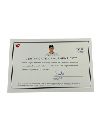 Aaron Judge Yankees Game Used 2025 Jordan Arm Sleeve Fanatics Authentic