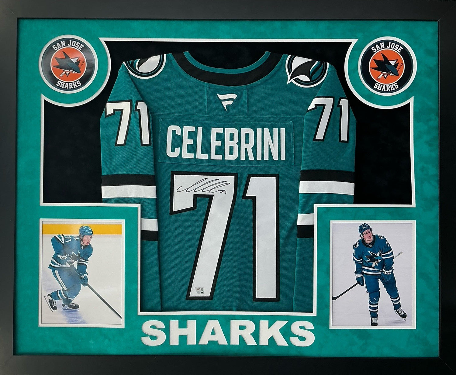 Macklin Celebrini Signed Autographed Sharks Jersey Custom Framed Fanatics COA