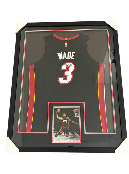 Dwayne Wade Signed Autographed Heat Custom Framed Jersey Fanatics Authentic
