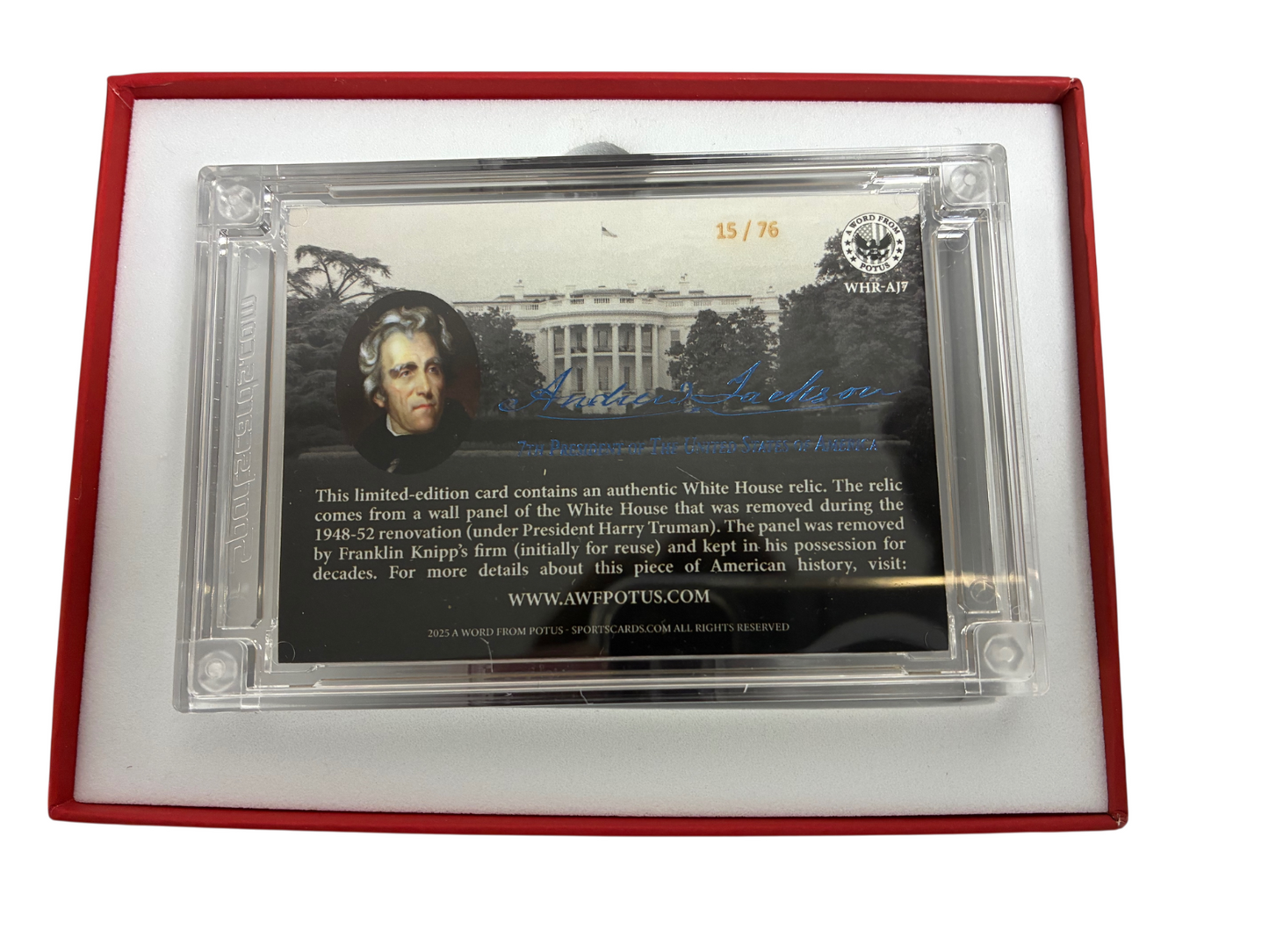 Andrew Jackson White House Relic Card President POTUS