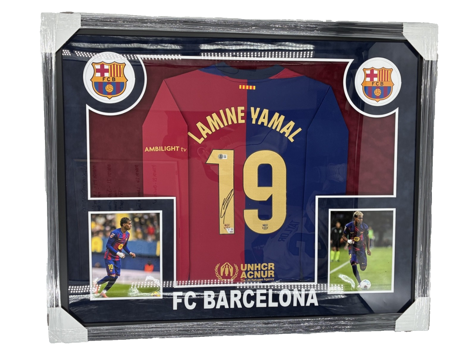 Lamine Yamal Signed Autographed Barcelona Jersey  Custom Framed BAS/Fanatics COA