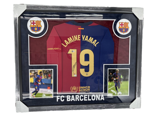Lamine Yamal Signed Autographed Barcelona Jersey  Custom Framed BAS/Fanatics COA