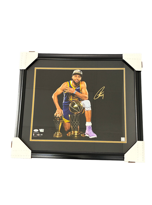 Stephen Curry Signed Autographed Warriors Custom Framed 16x20 Photo JSA Fanatics