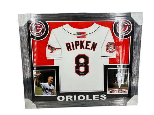 Cal Ripken Signed Autographed Inscribed Orioles Custom Framed Jersey Fanatics
