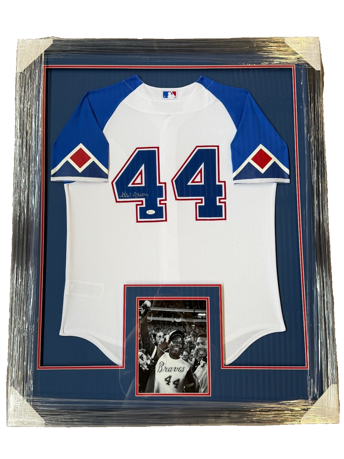 Hank Aaron Braves Autographed Signed Custom Framed Jersey JSA COA