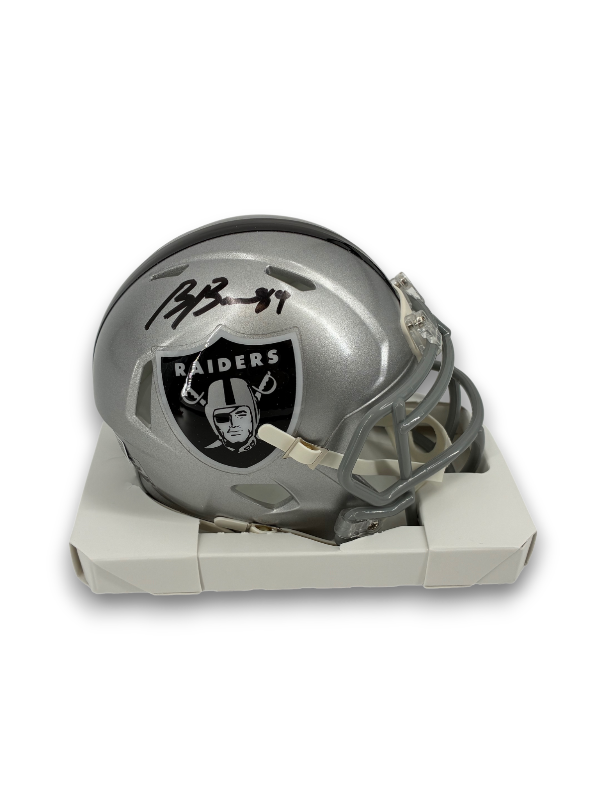 Brock Bowers Signed Autographed Raiders Mini Helmet BAS COA
