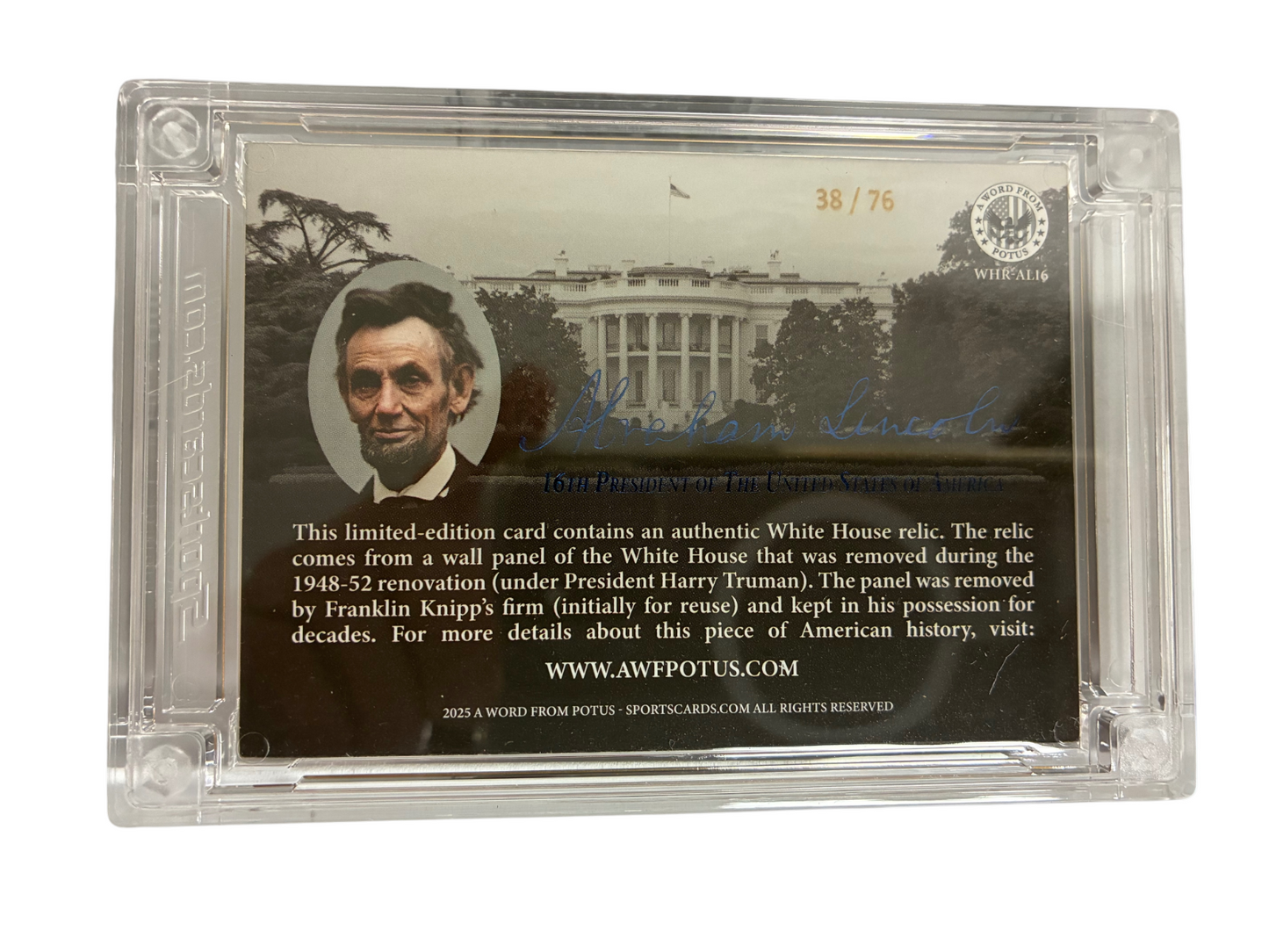 A Word From POTUS 16th President Abraham Lincoln White House Relic