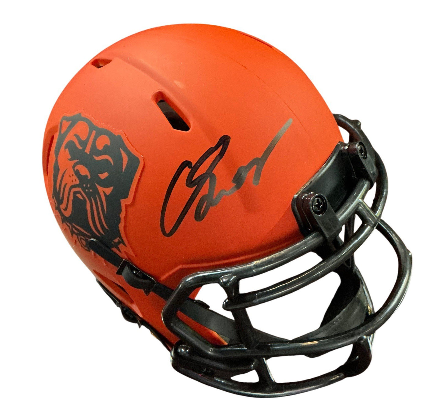 CARSON SCHWESINGER SIGNED AUTOGRAPHED BROWNS MINI HELMET PRIME TIME WITNESS COA