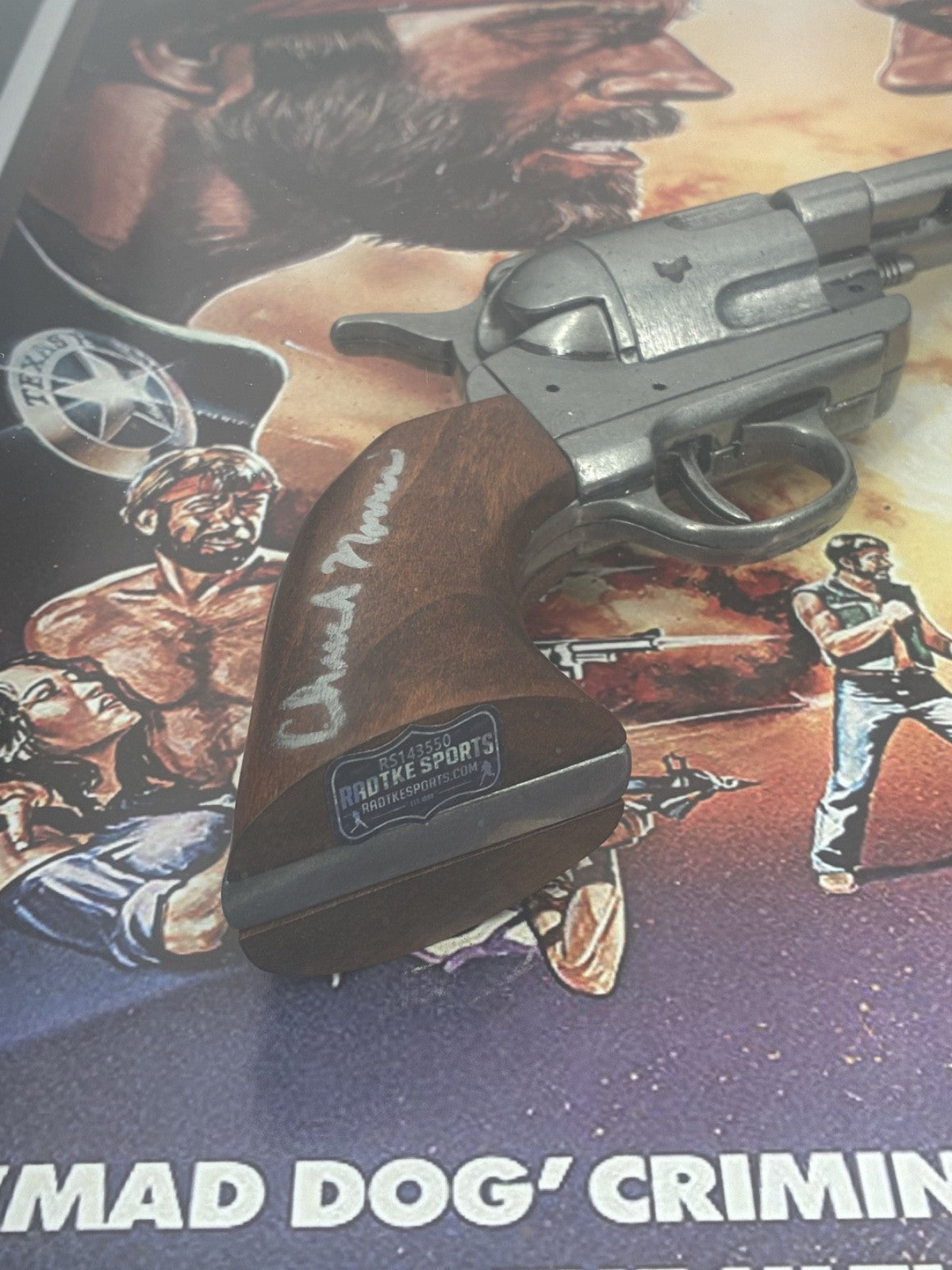 Chuck Norris Signed Autographed Prop Gun Framed Lone Wolf Mcquade Poster Radtke