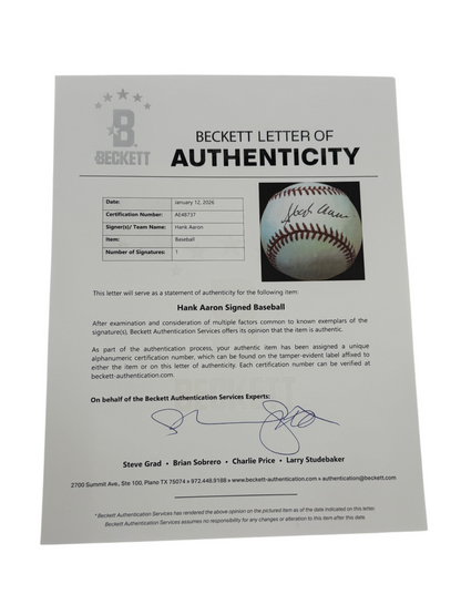 Hank Aaron Signed Autographed Baseball BAS COA