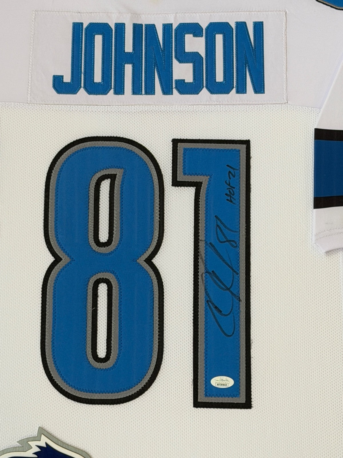 Calvin Johnson Autographed Signed Lions Custom Framed Jersey JSA COA