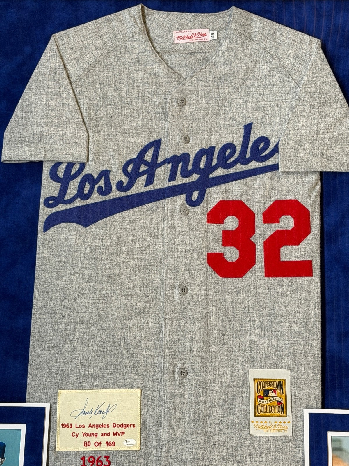 Sandy Koufax Signed Autographed Dodgers Cooperstown Jersey Custom Framed OA COA