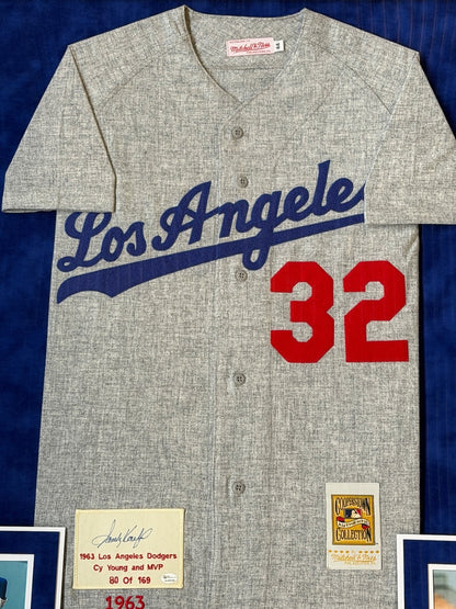 Sandy Koufax Signed Autographed Dodgers Cooperstown Jersey Custom Framed OA COA