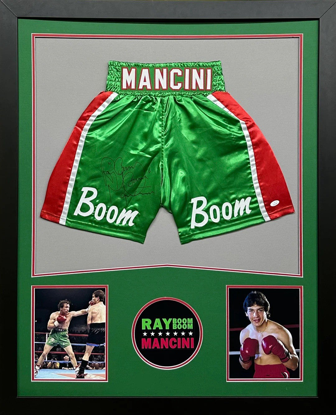 Ray “Boom Boom” Mancini Signed Autographed Boxing Trunks Custom Framed JSA COA
