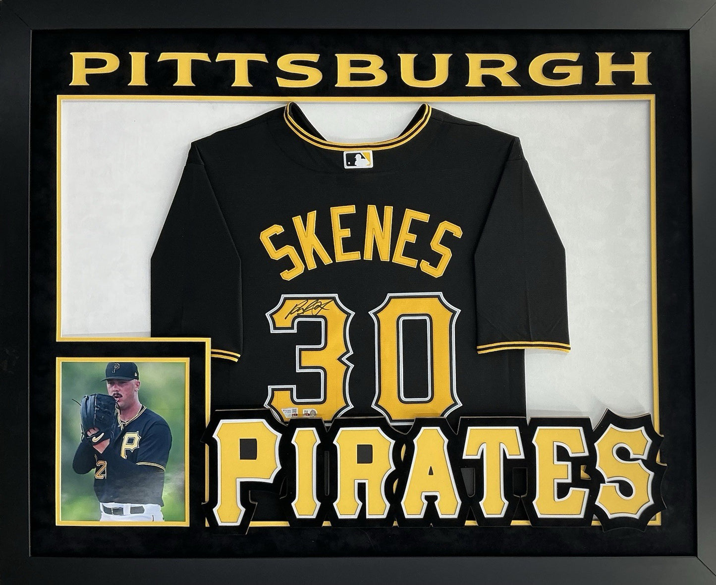 Paul Skenes Pirates Signed Autographed Black Nike Jersey Custom Framed MLB COA
