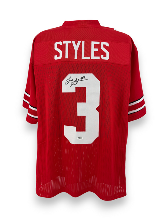 Lorenzo Styles Signed Autographed Buckeyes Custom Red Jersey Prime Time Witness