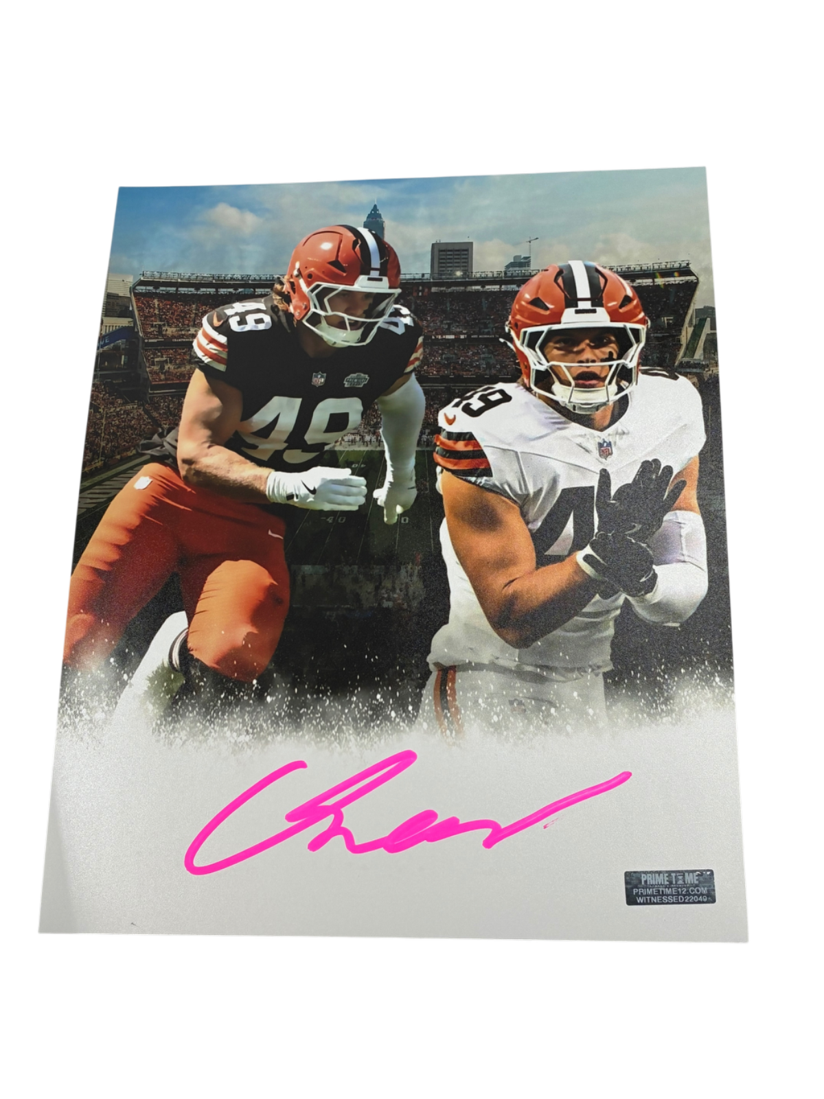 Carson Schwesinger Signed Autographed Browns Custom 8x10 Photo Prime Time