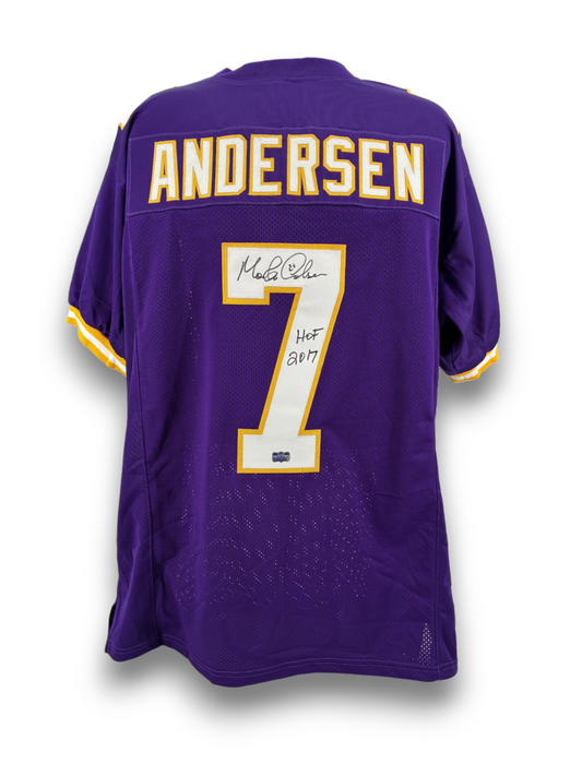 Morten Andersen Signed Autographed Vikings Custom Jersey Radtke Sports