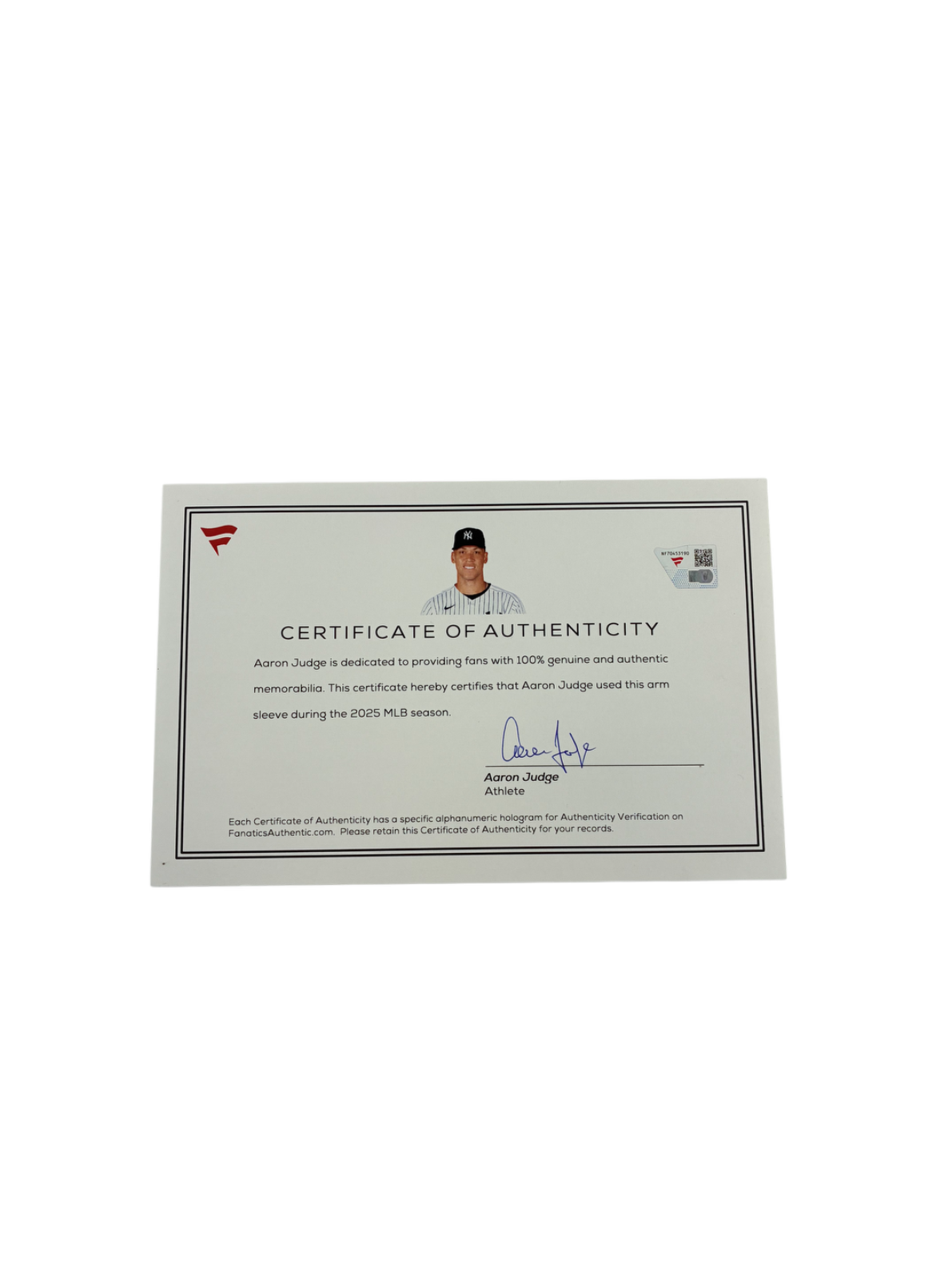 Aaron Judge Yankees 2025 Game Used Jordan Arm Sleeve Fanatics Authentic