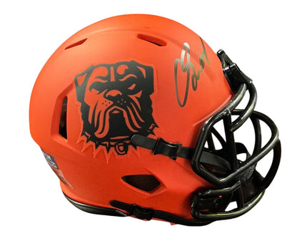 CARSON SCHWESINGER SIGNED AUTOGRAPHED BROWNS MINI HELMET PRIME TIME WITNESS COA