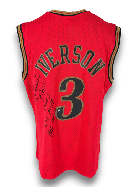 Allen Iverson Signed Autographed Inscribed 76ers M&N Jersey 1/3 Beckett COA