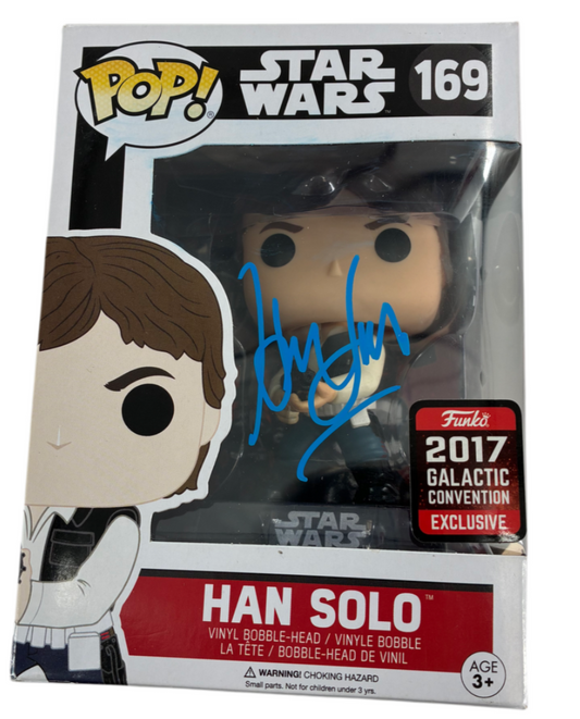 Harrison Ford Signed Autographed Han Solo Star Wars Funk Pop BAS COA
