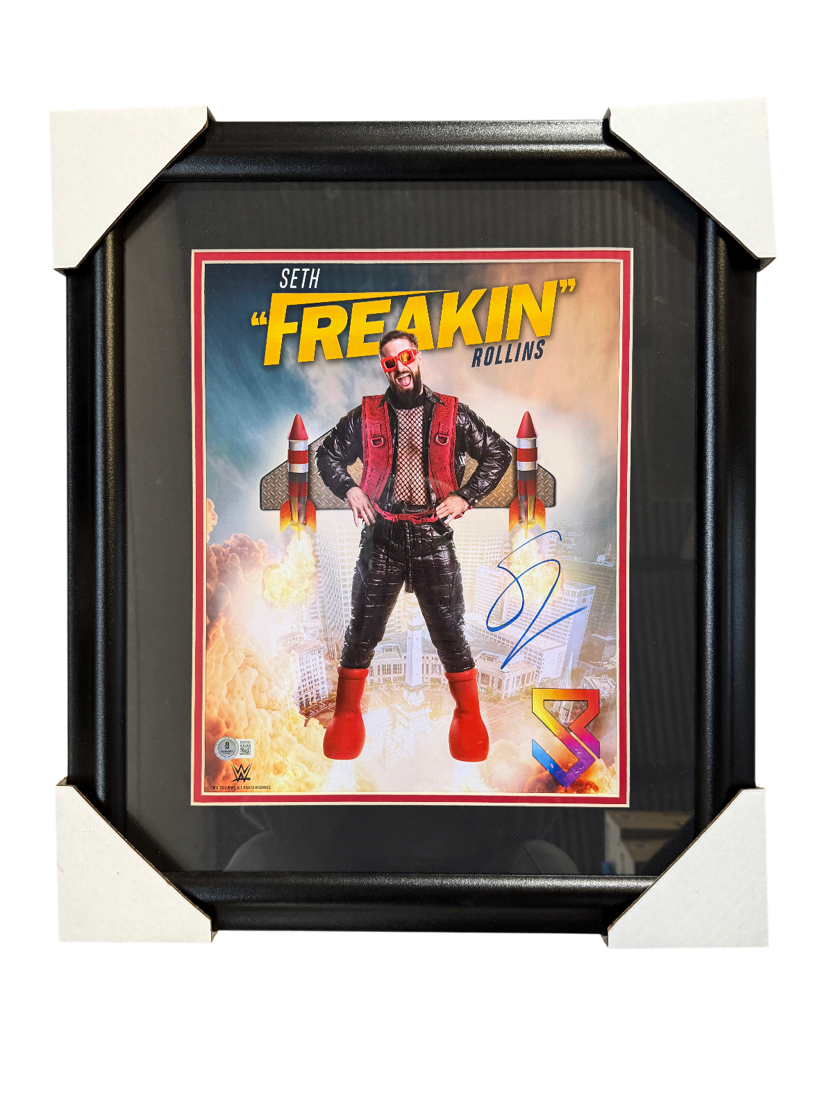 Seth Rollins Signed  Autographed WWE Custom Framed 11x14 Photo BAS COA