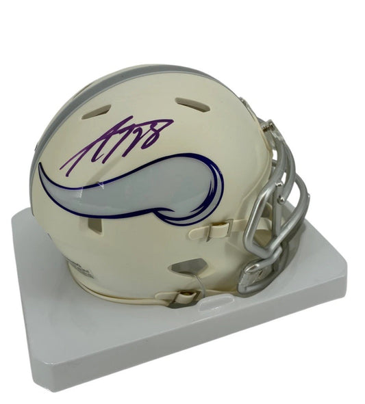 Adrian Peterson Signed Autographed Vikings White Alt Mini Helmet JSA COA