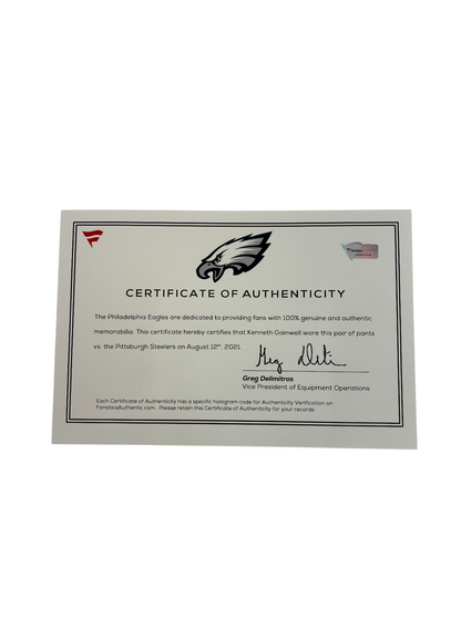 Kenneth Gainwell Eagles Game Used Pants vs Steelers 2021 Fanatics Authentic