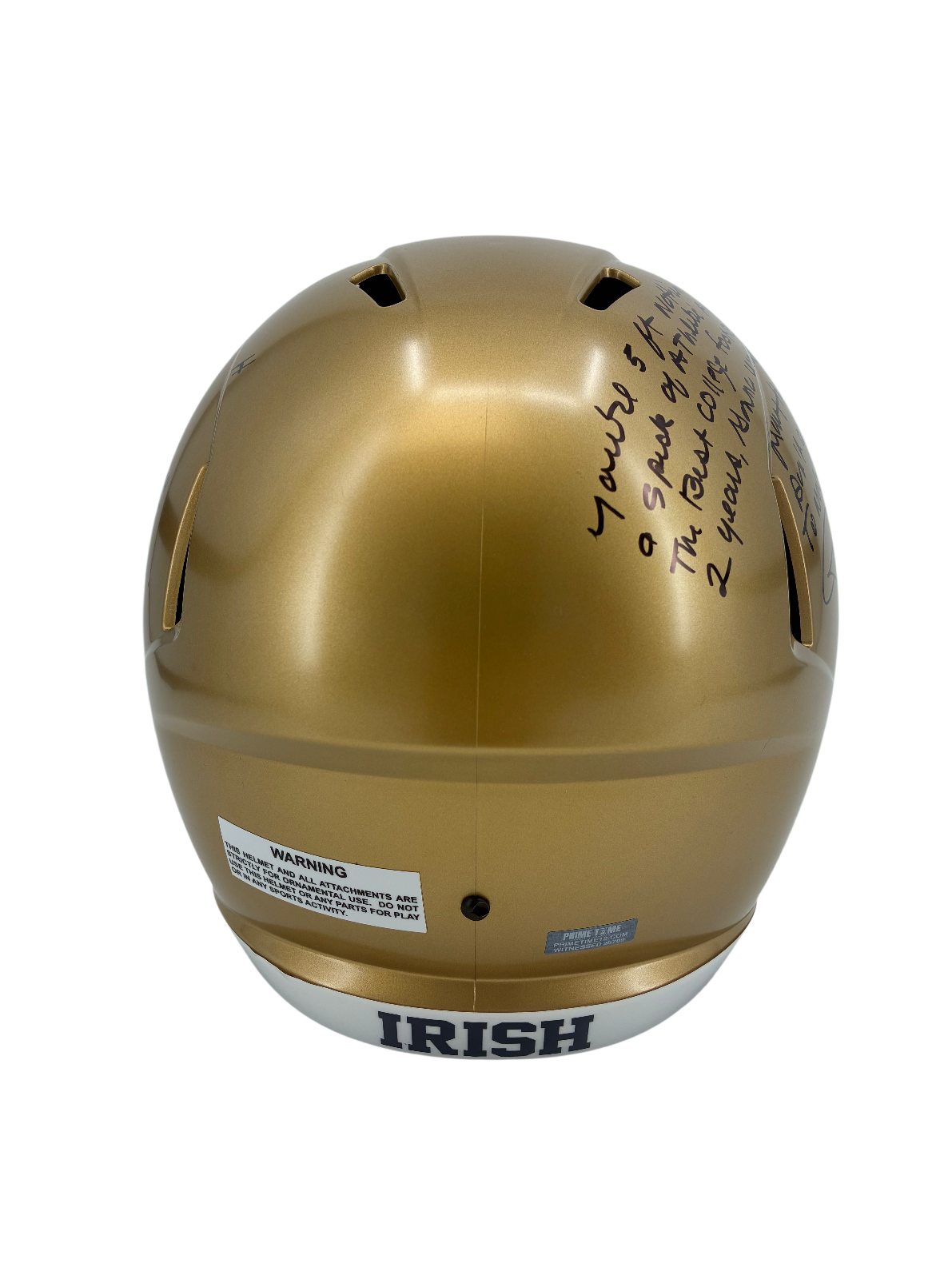Rudy Ruettiger Signed Autographed Inscribed Speech Irish Helmet Prime Time Wit.