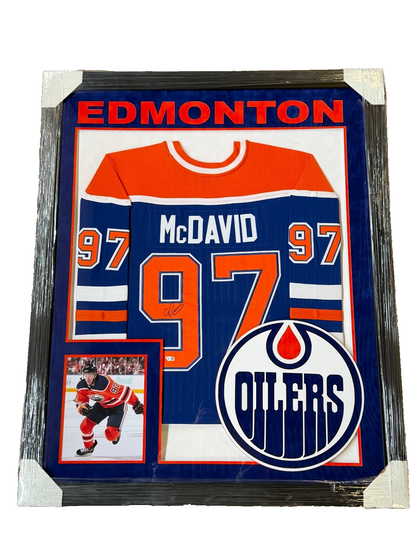 Connor McDavid Signed Autographed Oilers Jersey Custom Framed Fanatics COA