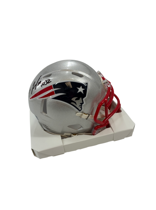 Treveyon Henderson Signed Autographed Patriots Mini Helmet Prime Time Witness