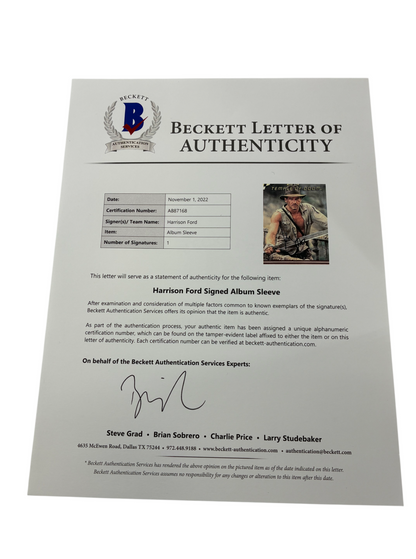 Harrison Ford Signed Autographed Indiana Jones Temple of Doom Vinyl BAS COA