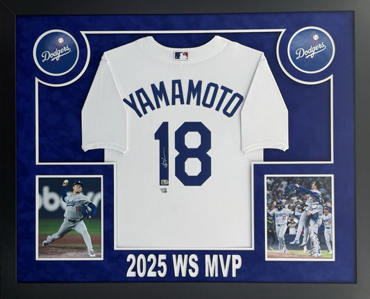 Yoshinobu Yamamoto Signed Autographed Dodgers Jersey Custom Framed Fanatics COA