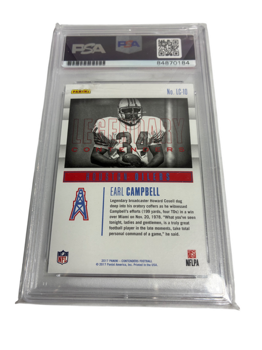 Earl Campbell Signed Autographed Oilers Legendary Contenders PSA/DNA